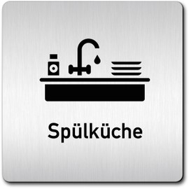 Türschilder24 XXL Schild - Türschild (B) • 125 x 125 x 1,5 mm • Spülküche • Aluminium Vollmaterial • 100% Made in Germany