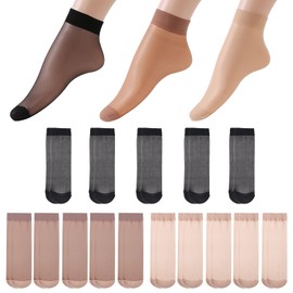 JSTHHTT 15 Ankle Nylon High Sheer Socks for Women, Transparent Stockings, Nylon Stockings, Women's Popular Silk Socks, Universal Nude Ultra Thin Nylon Mesh Socks, Stockings, Summer Socks (3 Colours),