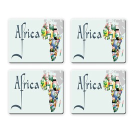 BleuReign(TM) Detailed Africa Map Set of 4 Square Coasters