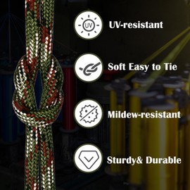 MONOBIN Paracord Rope 100FT for Making Paracord Projects, 4mm 7 Strand Parachute Cord for Lanyard, Survival Bracelets, Clothsline,Hiking (Camo, 100FT)