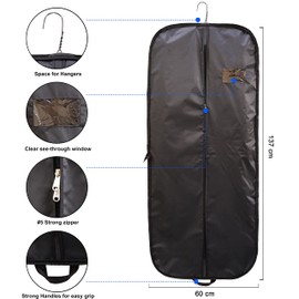Long Dress Cover Bag Unisex Suit Carriers Waterproof Dust-proof Nylon Garment Protector With Full Zipper For Storage and Travel Folding Bags (Pack of 1)