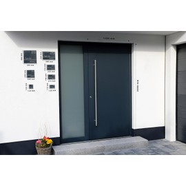 Graviers Design House Number Made of V2A Stainless Steel 215 x 150 mm White Weatherproof Rustproof Individually Adjustable Street Number Family Name Made in Germany