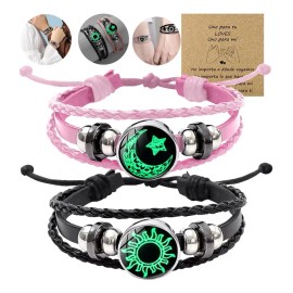 KUOAEAYE 2pzs Pulsera De Parejas Brilla Regalo Para Mujeres Hombres.regalo De Aniversario Para Parejas,mujeres Y Hombres.regalos Para Hombre, Mujeres,novio, Novia,pareja