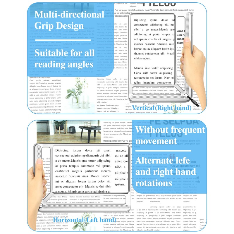 Tobegiga 4X Full Page Magnifier for Reading, Lightweight Rectangle Magnifier