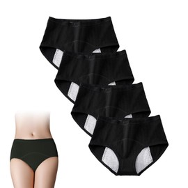 Adult Heavy Flow Leak Proof Underwear, Women's Incontinence Protective Briefs for Bladder Leakage Protection, Cotton Panties, Pack of 4pcs（Tag Size M= US XS）