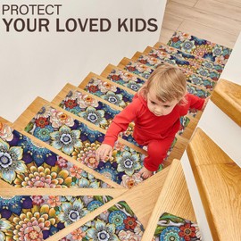 Non Slip Carpet Stair Treads for Wooden Steps Indoor, 15 Pack Stair Runners Covers Staircase Step Rugs Stair Mats for Kids Elders and Dog