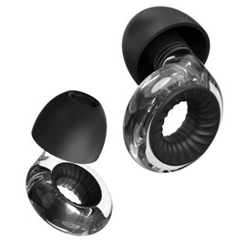 Noise Reducing Earplugs, Ear Plugs for Sleeping, Reusable Earplugs, Ideal for Sensitive Hearing at Sleep, Travel and Office, Hearing Protection for Concerts, Live Events (Transparent + Black)