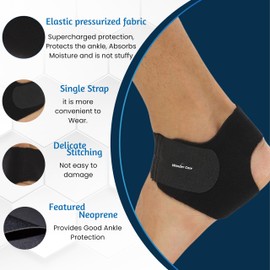 Wonder Care Neoprene Ankle Stap for Sports Exercise | Neoprene Ankle Belt | Ankle Support for Gym (Black, Pack of 1)