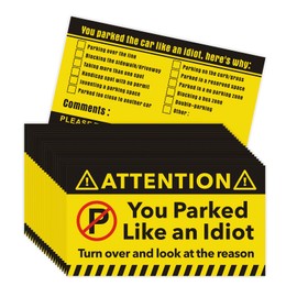 160 Piece Bad Parking Cards - 'You Parked Like an Idiot' Stickers with Multi Violation Reasons - 3.5 x 2 Inches