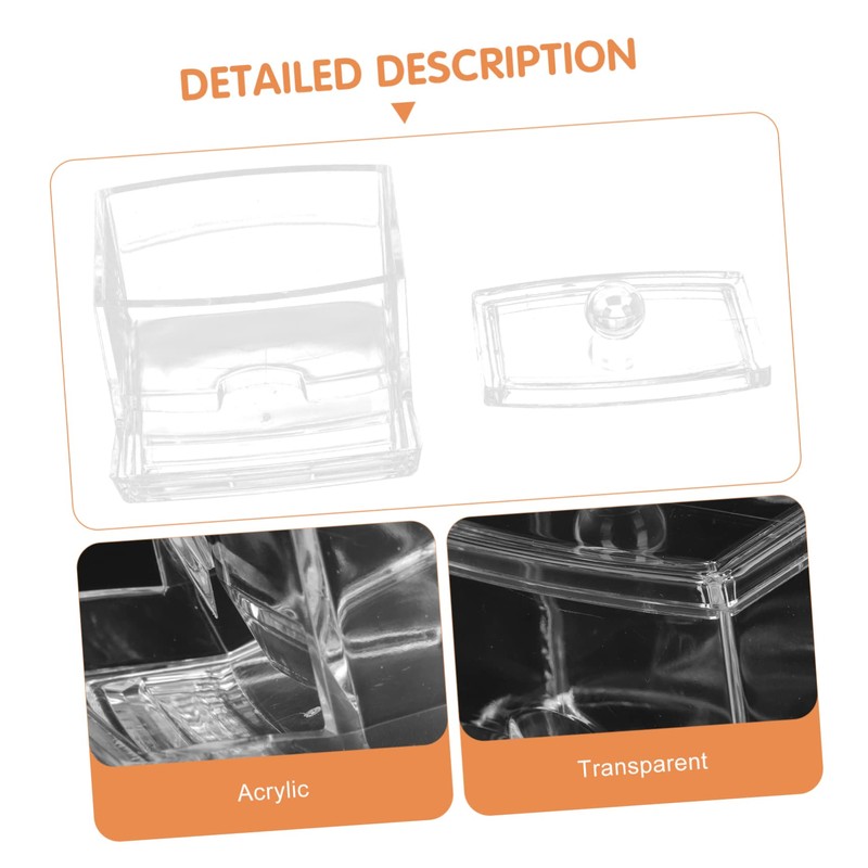 WOONEKY 2pcs Cotton Bud Ball Holder Acrylic Box Sealing Lid