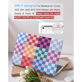 iCasso Compatible with MacBook Air 13 inch Case 2021, 2020-2018 Release M1 A2337 A2179 A1932, Colorful Checkerboard Protective Hard Shell Case +Keyboard Cover + Screen Protector-Dopamine Checkerboard