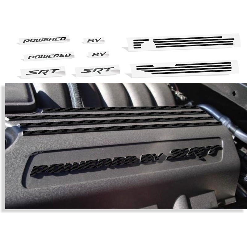 Powered by SRT Engine Cover Overlay Decals for Challenger and
