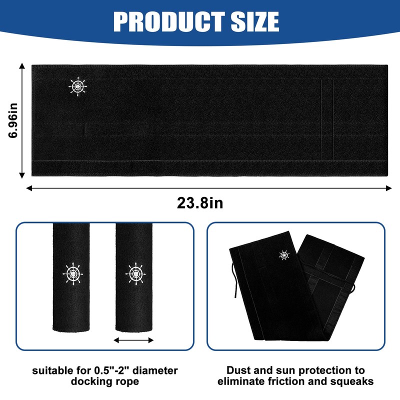 Dock Line Chafe Guard 2 Pcs 24", Rope Protector Sleeve