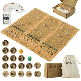 Portable Horse Race Board Game, Travel Dice Game with Cork Board, 12 Horses, Poker, Canvas Bag, Fair Horse Racing Game, Easy Carry, Parties, Family Nights, Travel, Outdoors, Edyfico GSM101