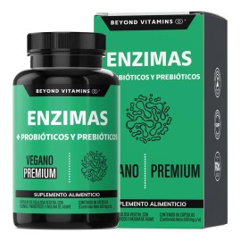 Enzimas Digestivas con Probióticos y Prebióticos | Lactobacillus Acidophilus, Fibra y Complejo Digestivo | 60 Cápsulas