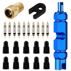 23 Pieces Presta Valve Core, Bike Valve Core Removal Tool with Tubeless Valve, Presta Valve Caps, Brass Presta Valve Adapter for Tubeless Road MTB Tires