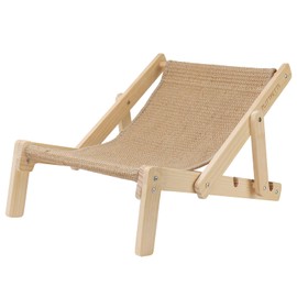 PLITTPETTS Sisal Cat Chair, Cat Lounge Chair for Indoor Cats, 4 Heights Adjustable Cat Hammock Chair, Natural Wooden Sisal Cat Scratcher Bed with Sisal Mat, Cat Scratching Pads for Small Medium Cats