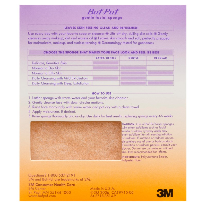 Buf-Puf Gentle Facial Sponge, Dermatologist Developed, Removes Deep Down Dirt