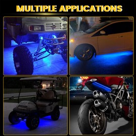 YM E-Bright Upgrade Blue Golf Cart Lights Car Underglow Led Strip Lights for Marine Boat Deck Motorcycles Kayak Interior Exterior 5050 Chipset 15SMD Waterproof IP67 DC 12V(Pack of 4)