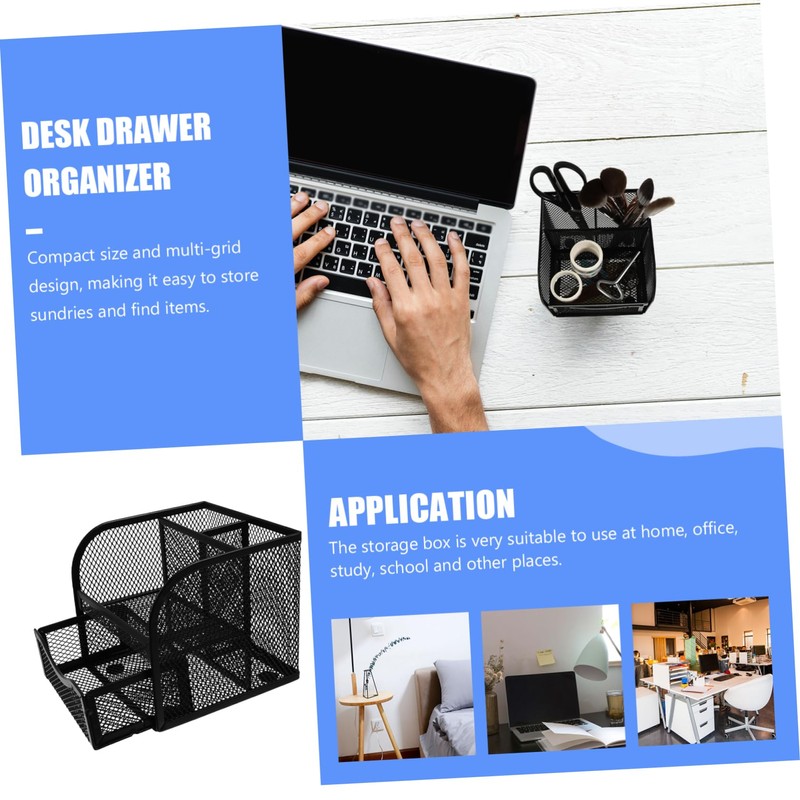 Operitacx Mesh Pencil Holder with Drawer Multi Functional Desk Organizer