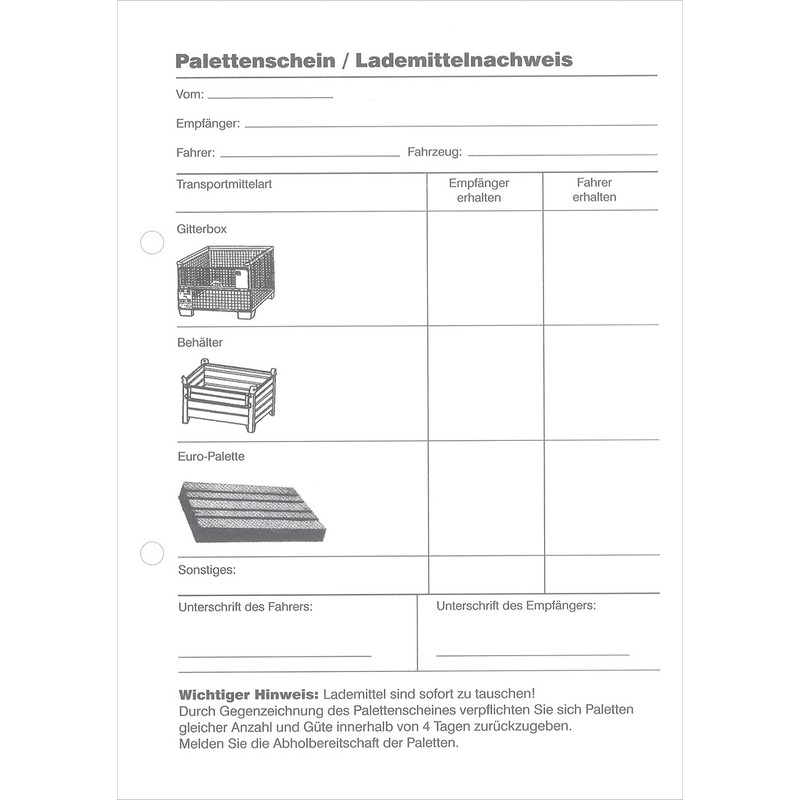 RNKVERLAG 2035 – Pallet Note / Load Proof Pad –