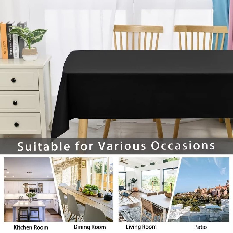 DWCN Black Tablecloth Water Resistant Table Protector,130x160cm Wipeable Polyester Table