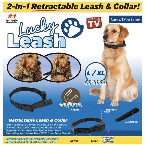 Lucky Leash Retractable Dog Leash and Collar 2 in 1