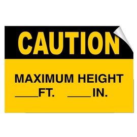 Caution Maximum Height Ft in Hazard Clearance Label Decal Sticker 7 Inches X 5 Inches