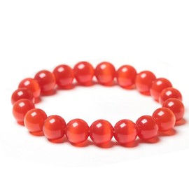 Natural Cat's Eye Stone Bracelet Crystal Gemstone Beaded Stretch Bracelet Round Beads Beaded Yoga Bracelets for Womens Mens, Diameter 12mm, Cat's Eye Stone