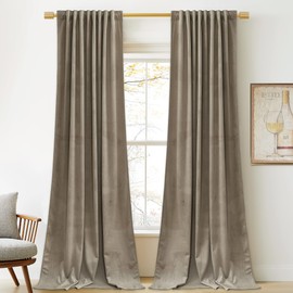 StangH Camel Beige Velvet Curtains 90 inches Long - Neutral Earth Tone Modern Classic Luxury Decor Energy Efficient Pravicy Protect Drapes for Office/Bedroom/Sliding Door, W52 x L90, 2 Panels