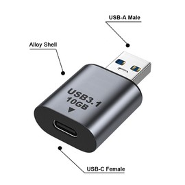 CY Adapter USB-C USB 3.1 Type C Female to USB 3.0 A Male Data Adapter 10Gbps Data Power for Laptop Tablet Phone