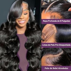 30 Pulgadas 13x6 Pelucas de Cabello Humano con Encajes Frontales 220 Densidad Onda Corporal Encajes Frontales HD Pelucas de Cabello Humano Prearrancad