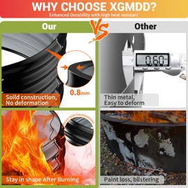 17''Tall Firepit Ring for Outside - 32IN Heavy Duty Round Wood Burning Fire Pits &Outdoor Fireplaces,High Heat Resistant,Galvanized Steel Metal Bonfire Pit Portable for Camping,Backyard,Beach