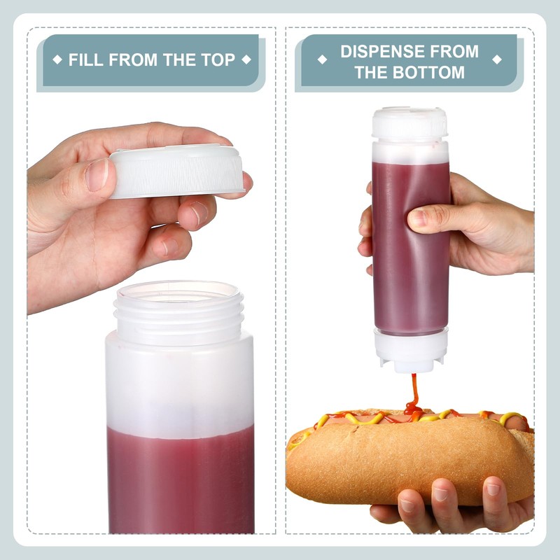Didaey 4 Pcs Squeeze Bottles Refillable 20 oz, Inverted Plastic