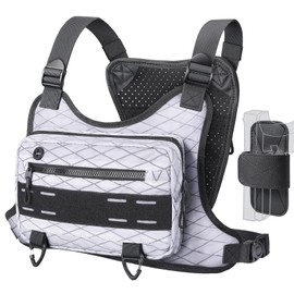 RXW Outdoor Sport Chest Rig for Men, Running Vest Bag with Pack Holster, White, Tactical
