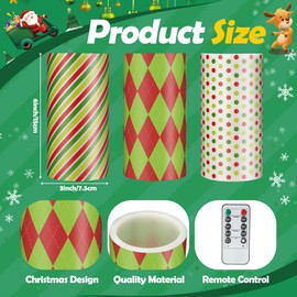 Conelist 3 Pcs Christmas Flameless Candles Merry Christmas LED Candles Xmas Red Green Battery Operated Candles Flickering Real Wax Decorations for Indoor Xmas Gifts Holiday Decor Home Party