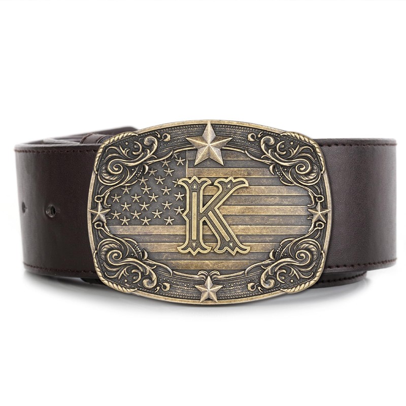 Western Belt Buckle Men Initial Letter ABCDJRM to Z Rodeo