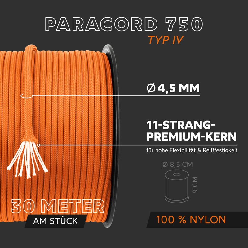 GO!elements 30 m Paracord Rope Made of Tear-Resistant Nylon Cord