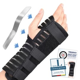 YOLONCE Wrist Support for Carpal Tunnel Syndrome, Adjustable Wrist Brace, Relief for Sports Protection, Sprain Recovery, L, Black Right Hand