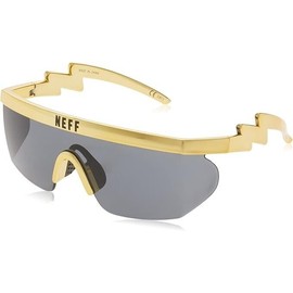 NEFF Men's Brodie Wrap Around Sport UV400 Sunglasses Rectangular Gold New