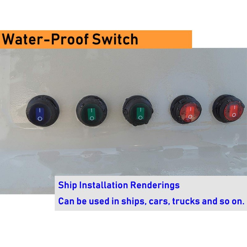 Lightronic Waterproof Round Rocker Switch On-Off Control 12V 20 Amp