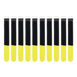 Infitronic INPKB2030GEL - 10 x Velcro Cable Ties with Metal Eyelet Velcro / Fleece on Different Sides (20 x 300 mm Yellow)