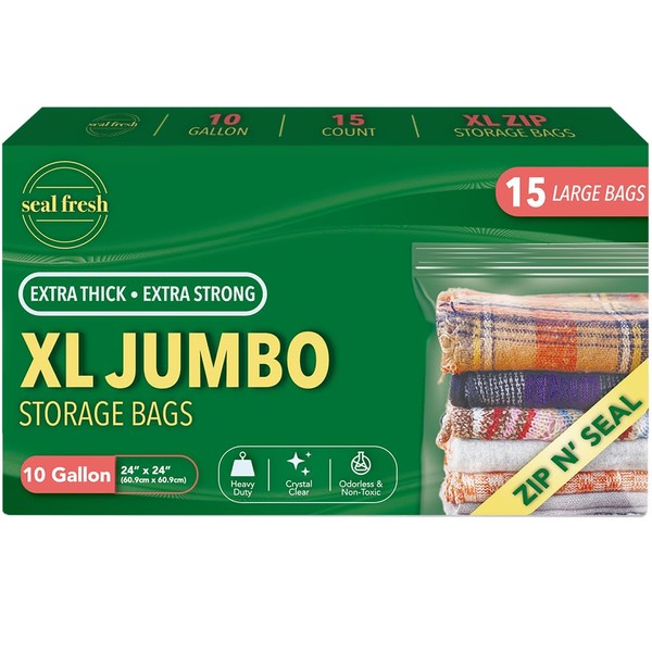 Seal Fresh Seal Fresh 10 Gallon Large Plastic Storage Bags
