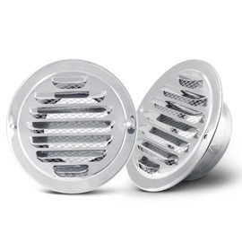 Uenhoy 2 Pcs Stainless Steel Air Vents 4" Round Soffit Vents Louver Grille Cover Wall Vent Cover with Screen Mesh for Kitchen, Bathroom, Office