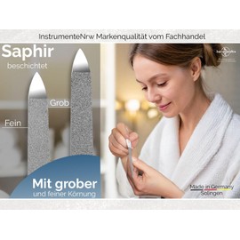 Nail File Set of Solingen Manicure Files Made in Germany 2-Sided Fine / Coarse Pedicure Sapphire Nail Files in Various Sizes for Optimal Nail Care for Hands and Feet (Set of 2)