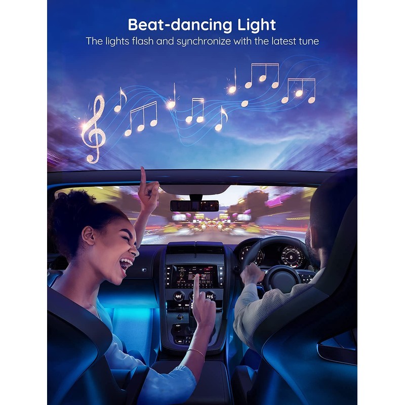 Govee RGB Car LED Strip Light, 2-Line Design Waterproof 4pcs