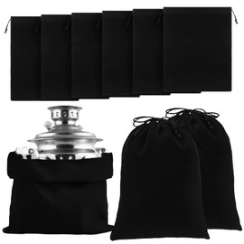 Ferraycle 6 Pcs Silver Storage Bags Anti Tarnish Storage Bag Fabric Cloth for Jewelry Silverware Protection Flatware(18 x 18 Inch,Black)