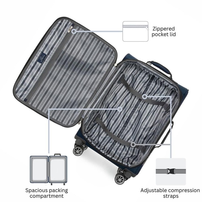 Skyway Epic Softside Medium Checked Luggage - Lightweight Suitcase with