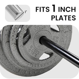 Fitvids 6FT Stardard Barbell for Weightlifting and Power Lifting, 300 Pound Capacity, Black