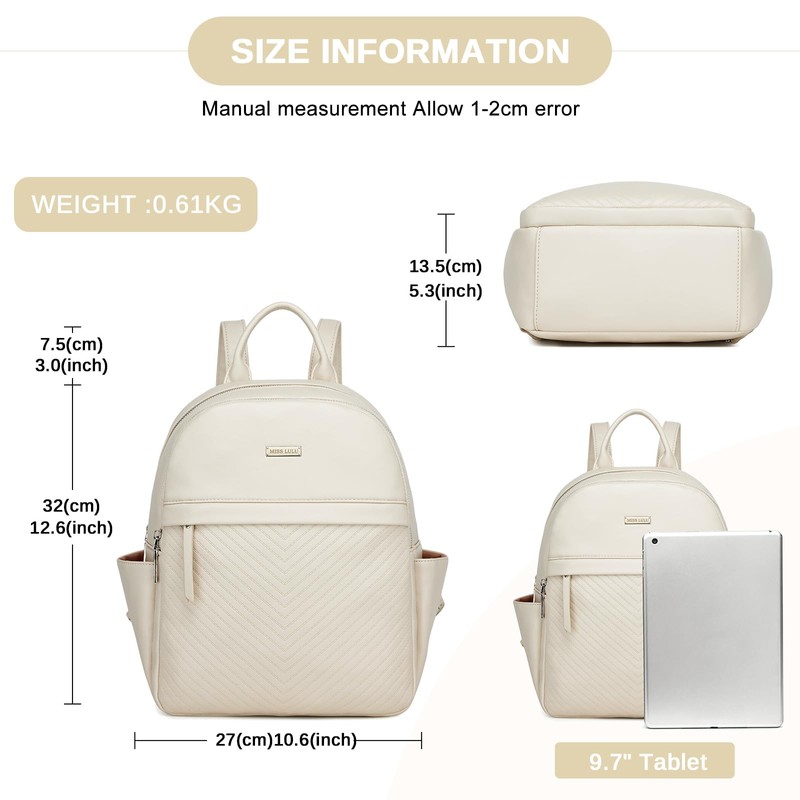Miss Lulu Stylish PU Leather Women's Backpack, Waterproof Women's Backpack